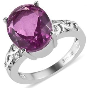 Radiant Orchid Quartz (Triplet) Solitaire Ring Stainless Steel(Size 9.0) 4.50ctw
